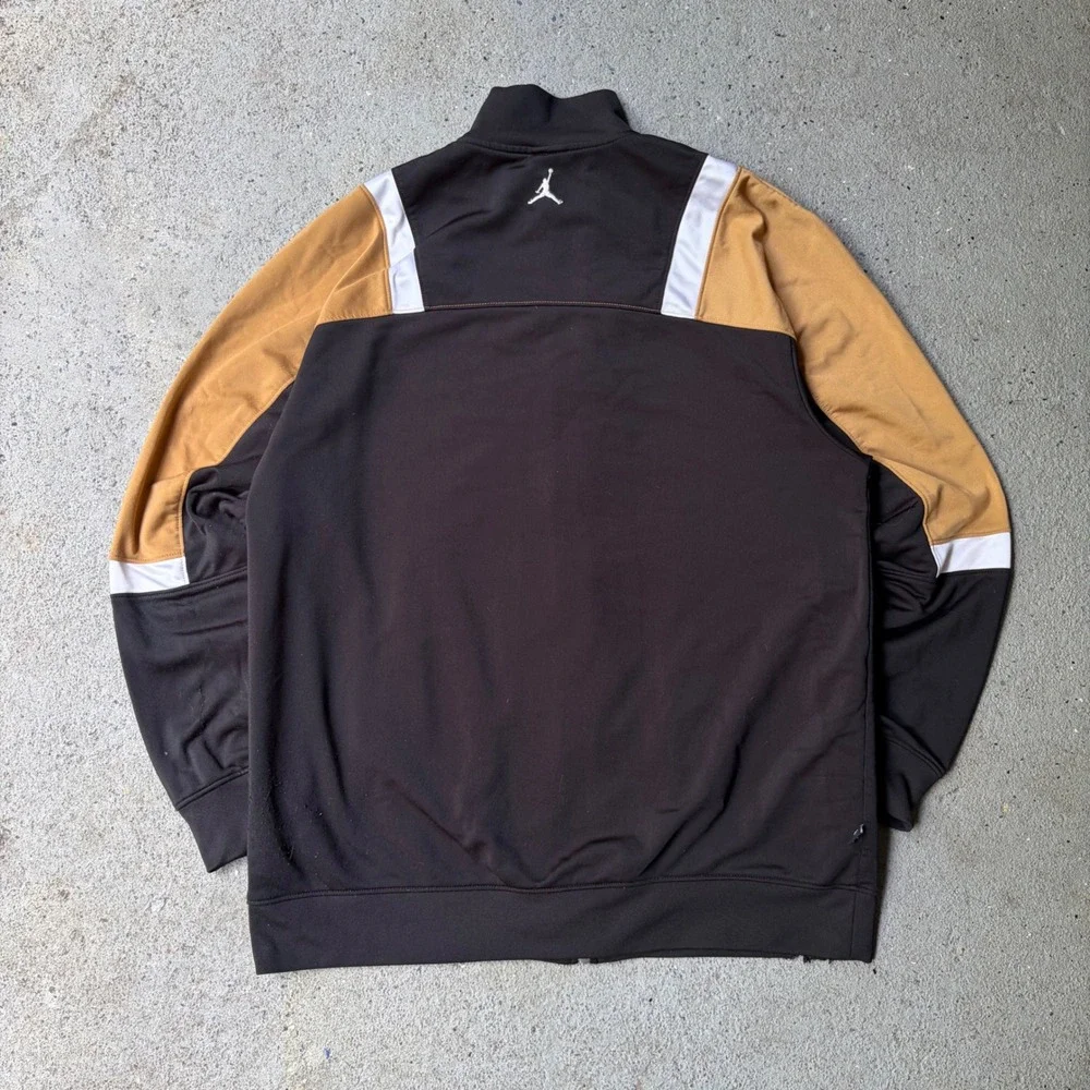 Jordan Mens Colorblock Track Jacket Black Tan White Jumpman Full Zip Large